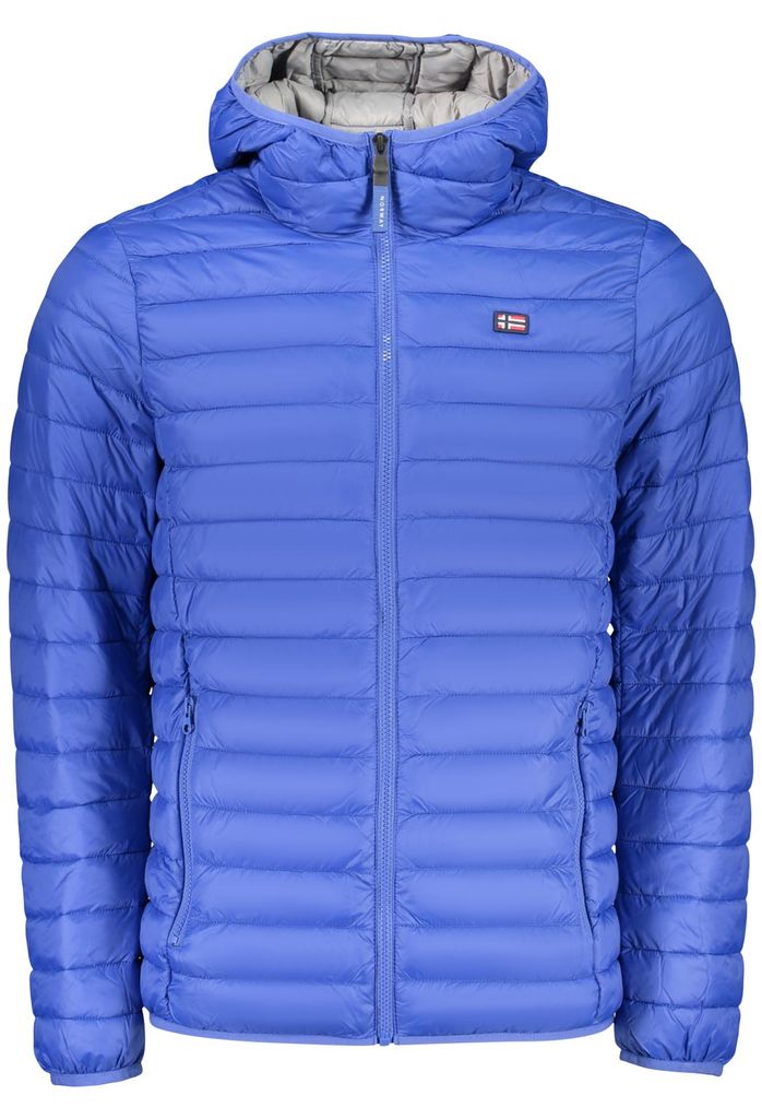Herrenjacke Blau mit Kapuze - Leichte Jacke mit Taschen und Reißverschluss