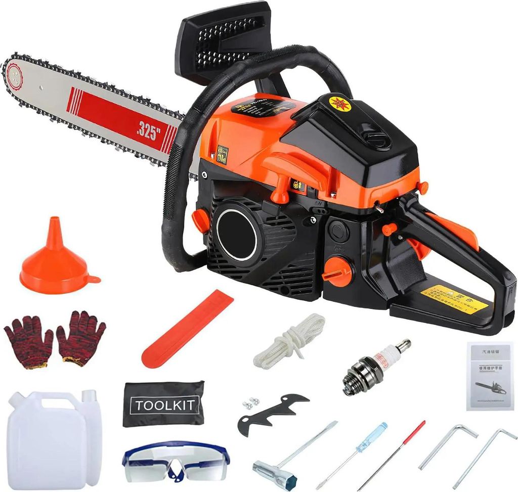 Benzin Kettensäge - 68cc 2-Takt Motorsäge - 6000 W Leistung - 50 cm Schwert - Max 55 cm Schnittdurchmesser - Antirutsch Griff