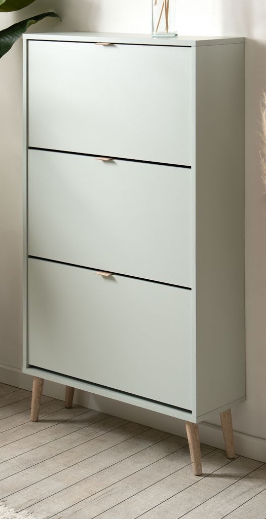 Schuhschrank "Aldan" Pastellgrün, Schuhkipper 70x125 cm 3 Klappen / 6 Fächer