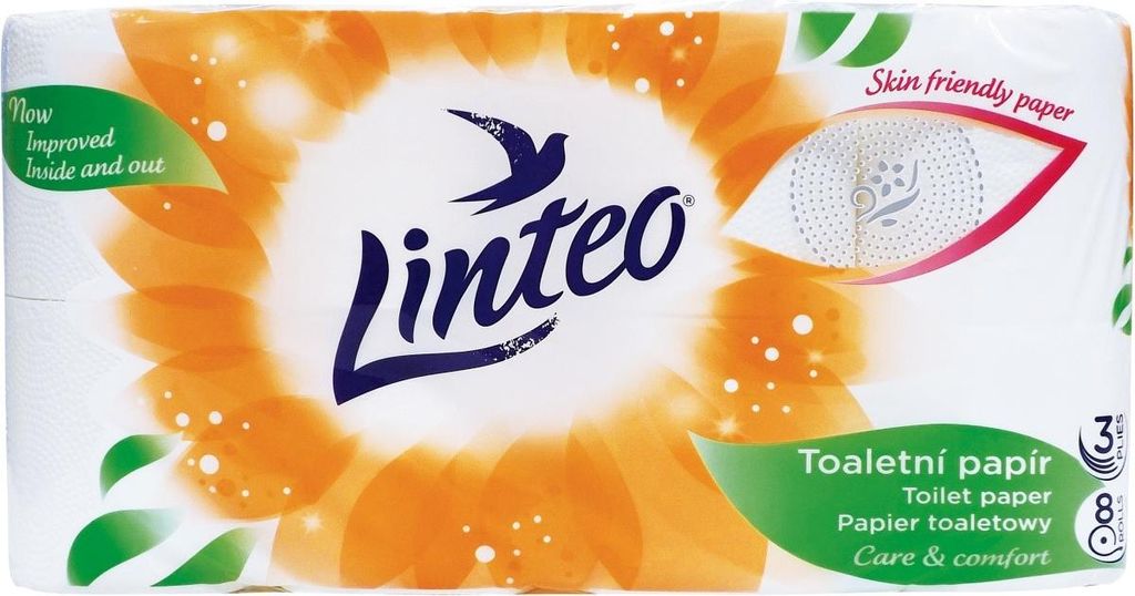Papír toaletní Linteo, 3vrstvý, celulóza, 15 m, 130 útržků, Produktbild 
