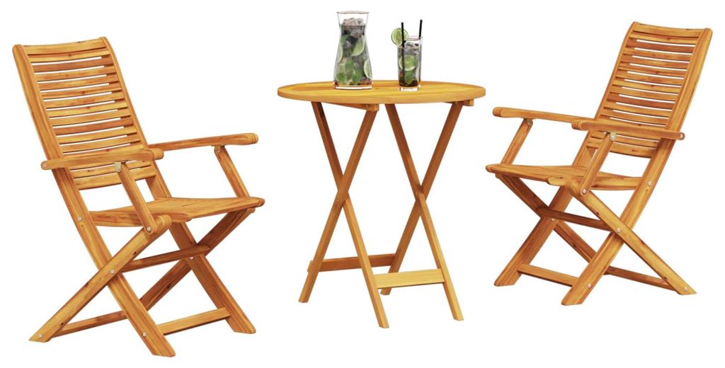 Klapp Bistro Set 3 pcs Braun Massivholz Akazie