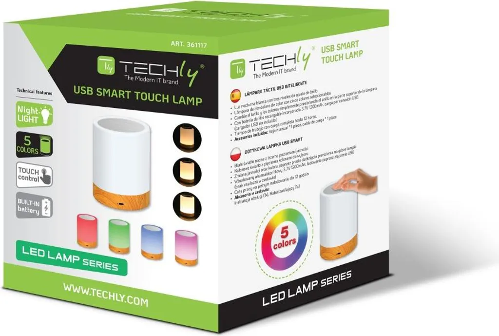 Techly Lampada LED RGB Wireless: Luce Scrivania Smart Touch - 9