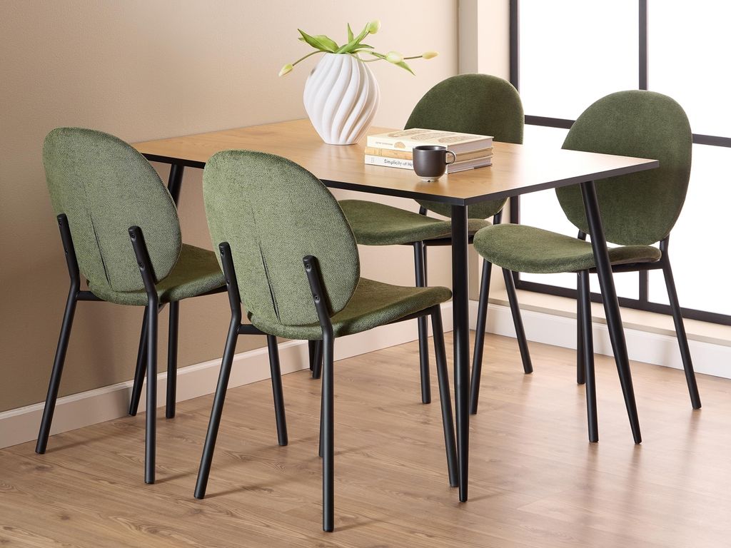 Essgruppe >Wilma< (5-teilig) waldgrün Wildeiche Nachbildung - 120x75x80 (BxHxT)