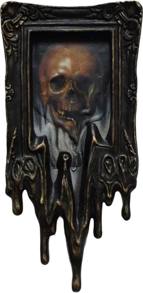 Totenkopf-Wandbild, handgefertigtes, surreales Gemälde mit flüssigem Farbverlauf, gotische Wanddekoration mit Rahmen für Halloween, Büro, Wohnz...