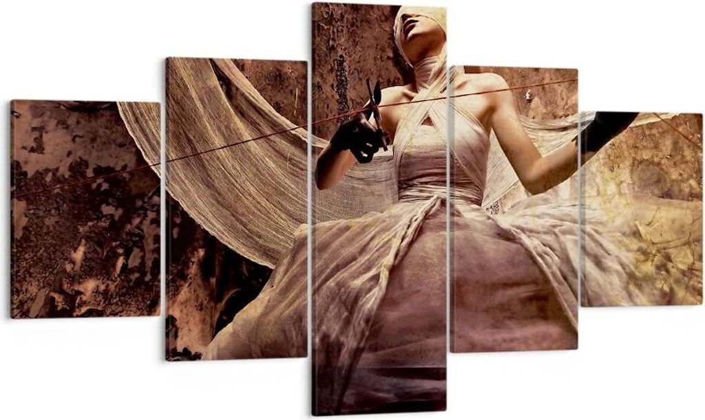 Bild auf Leinwand - Leinwandbild - Bandage Künstler String - 125x70cm - Wand Bild - Wanddeko - Leinwanddruck - Bilder - Kunstdruck - Wanddekoratio...