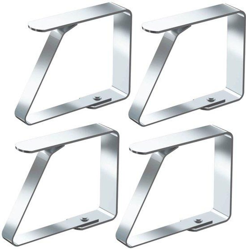 Zwei Paar Tafelkleiderhaken aus Edelstahl, silber, für Tische mit maximal 5 cm Dicke (7 cm x 2 Stück)