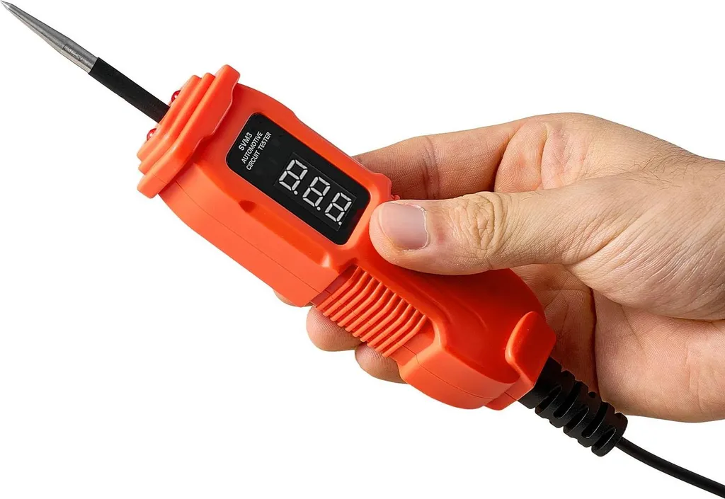 Testeur de tension auto avec écran LED rétroéclairé et boîtier ABS - 12