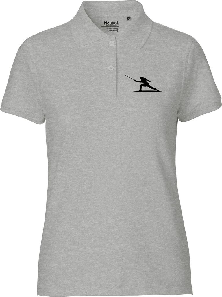 Huuraa Damen Polo Shirt Fechten Silhouette L Sport Grey Bio Baumwolle Fairtrade Poloshirt Geschenkidee