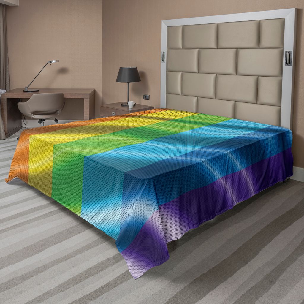 ABAKUHAUS Regenbogen Bettlaken, Stolz-Flagge inspiriertes Design mit klaren Farben Liebe gewinnt Geschlecht Freiheit LGBT Themed, weiches bequemes ...