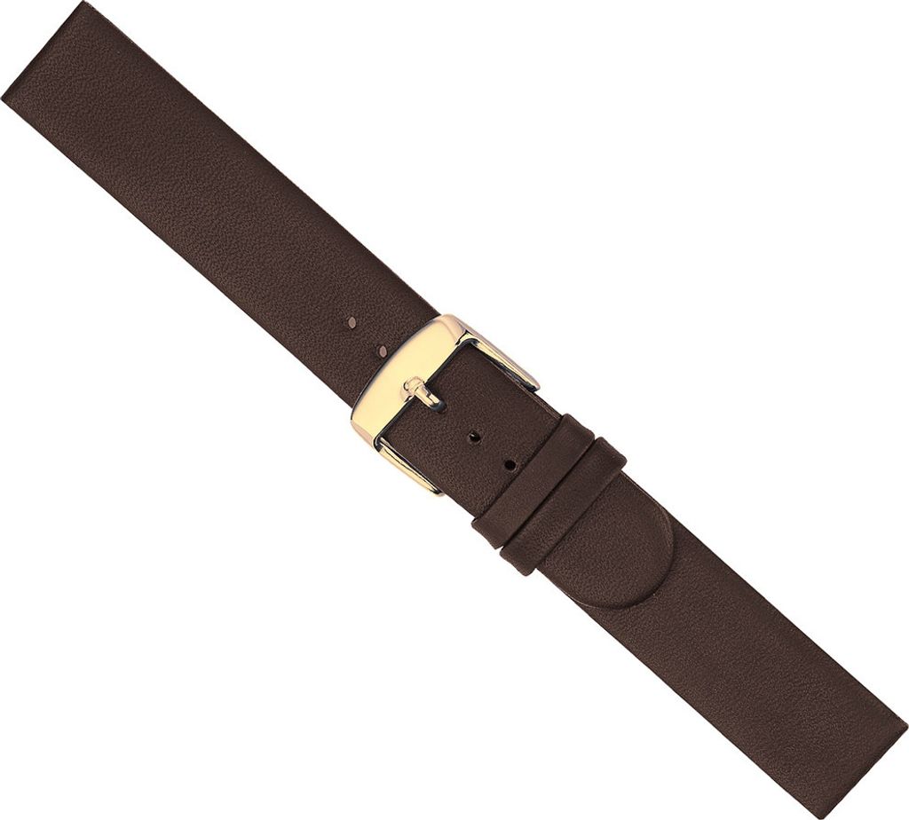 Minott Uhrenarmband Leder braun glatt Kalbsleder ohne Naht Nappaleder, Stegbreite:20mm, Schließe:Gelbgolden