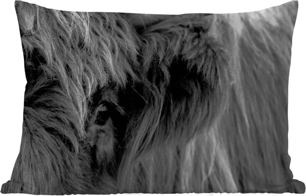MuchoWow Outdoor Kissen - Scottish Hochlandrind - Auge - Schwarz - Weiß - 60x40 cm - Wetterfest - Lounge Kissen - Zierkissen - Kissen für Innen...