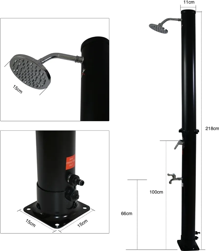 Doccia Solare da Esterno 20L Argento Camping e Giardino con Soffione - 6