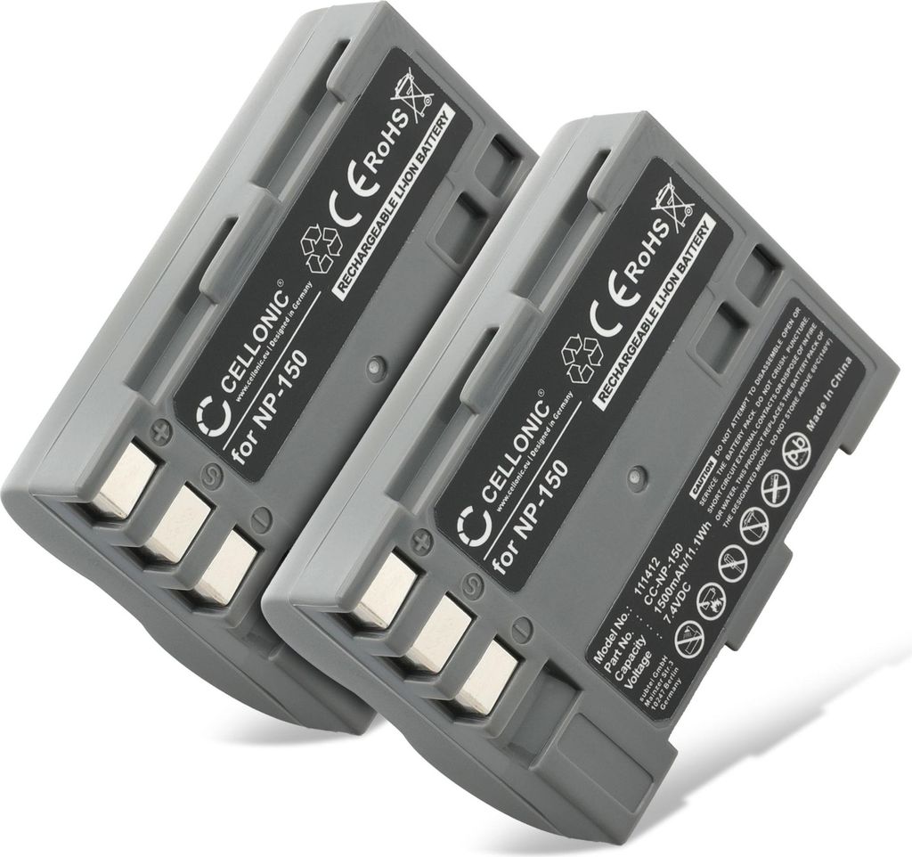 CELLONIC 2x Akku für Kamera Kompatibel mit Fuji FinePix S5 Pro, FinePix A205S, FinePix A205S Zoom, NP-150 - (1500mAh, 7.4V)