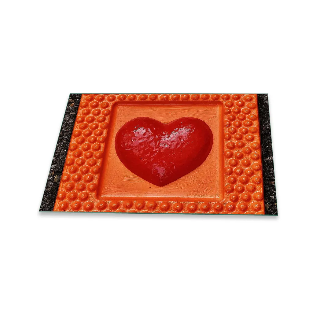 Piastra Vetro Decorativa 80x52 Cuore Rosso Alzatina Piano Cottura
