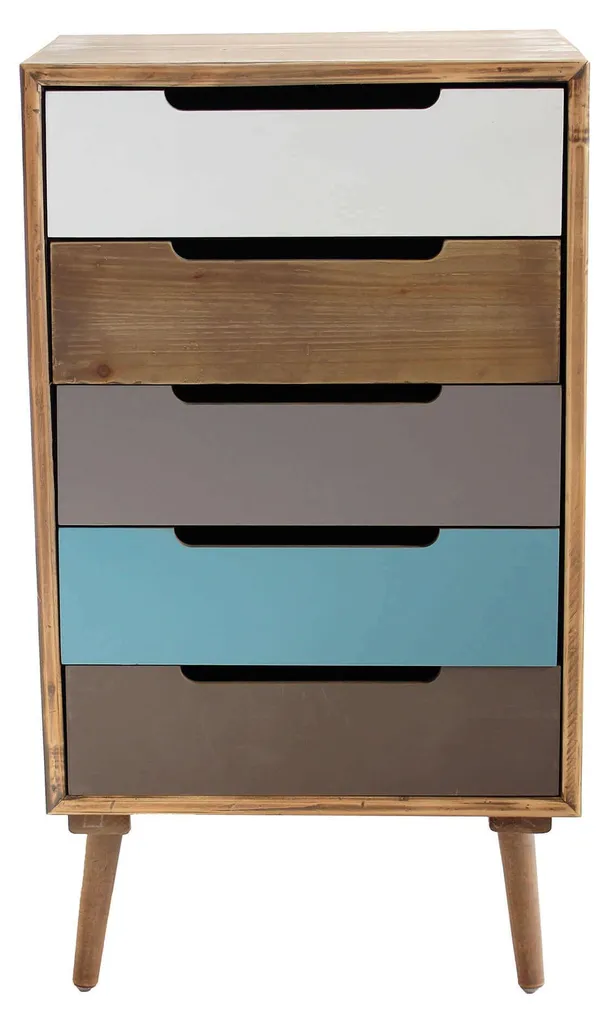 Rangement efficace : Commode bois CHARLES 5 tiroirs contre le désordre