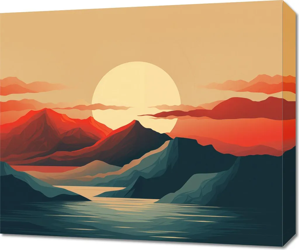 Tableau Montagne 60x50 cm - Réchauffez une Pièce Sombre avec ce Couchant