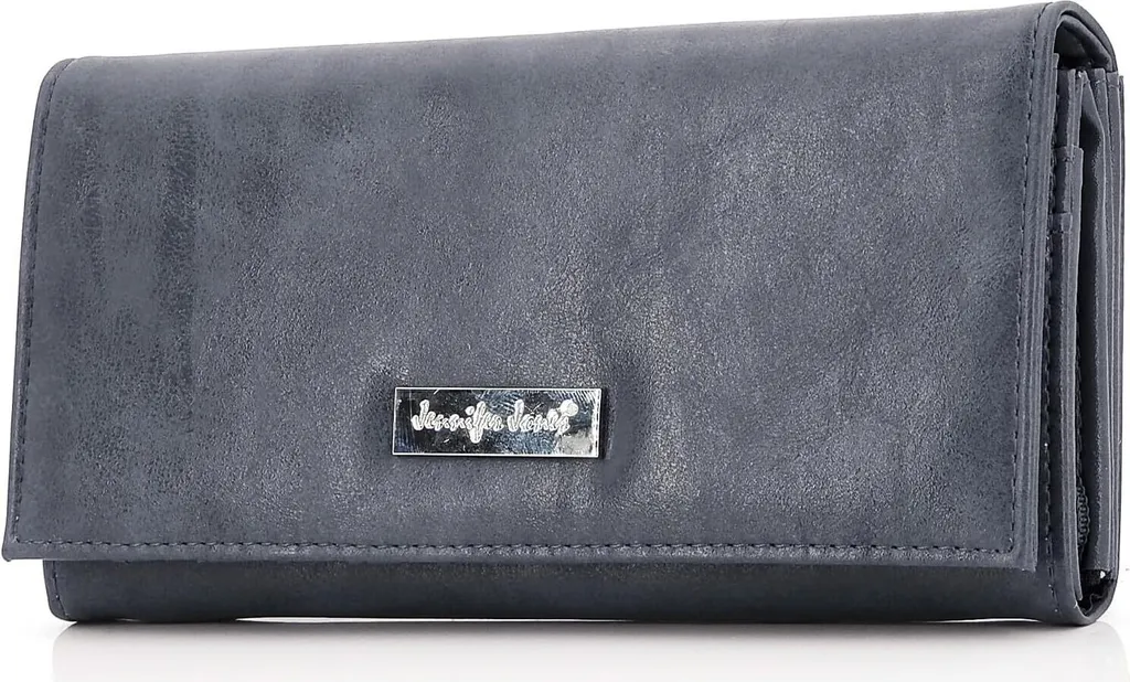 Maxi Portafoglio Donna Grigio Multi-tasca in Ecopelle | Fashion Wallet