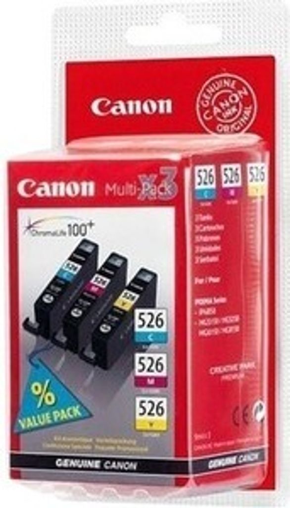 Canon CLI-526 C/M/Y, Cyan, Magenta, Gelb, Tinte auf Pigmentbasis, 3 Stück(e), Multipack