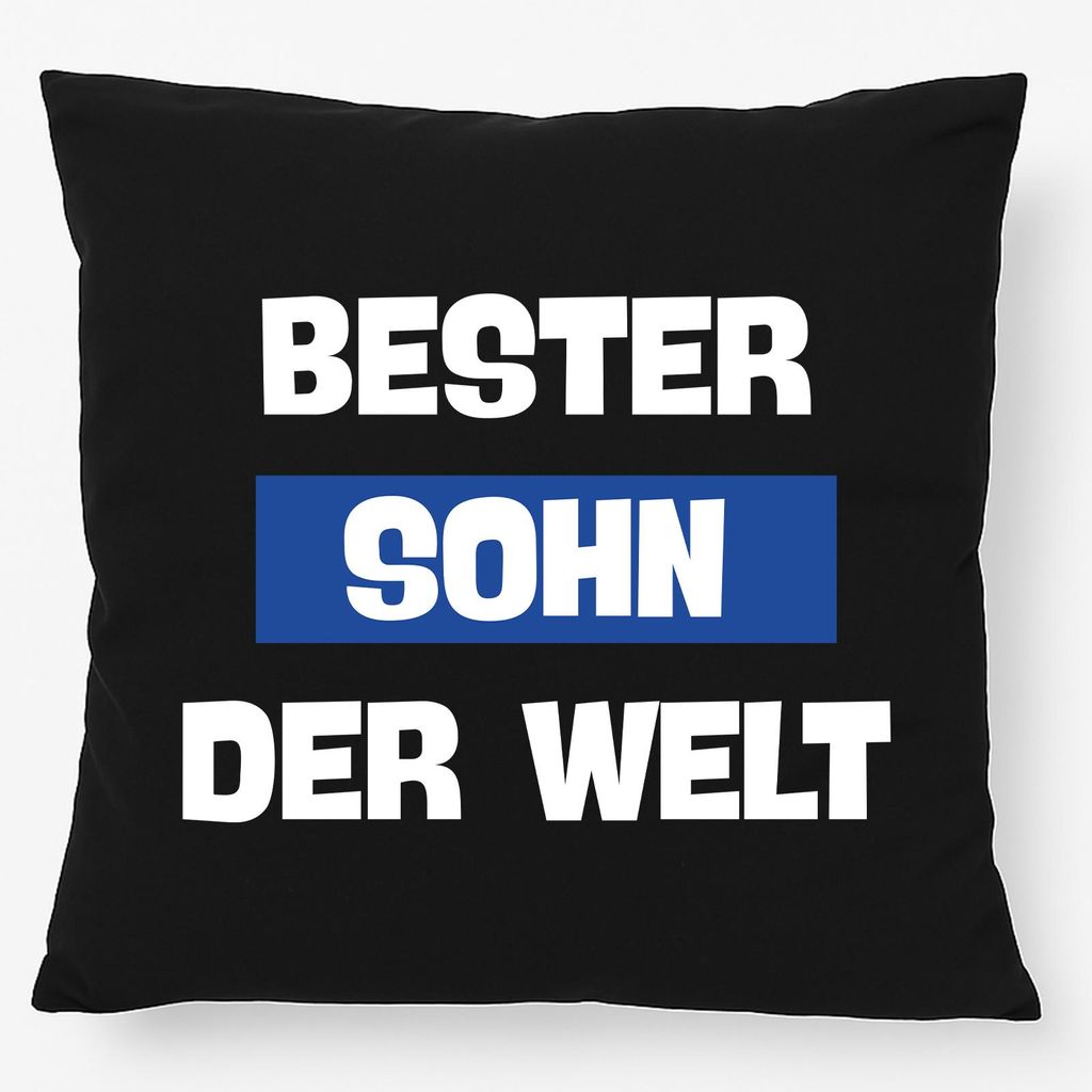 Huuraa Kissen Bester Sohn der Welt 40x40cm mit Füllung Black Baumwolle Dekokissen Geschenkidee