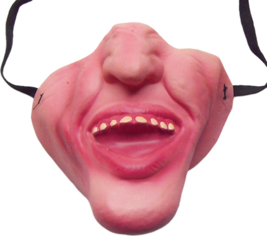 Halloween-Maske aus Latex, lustige Halbgesichts-Streichmaske, atmungsaktiv, realistische Horror-Maske für Kostümparty, Cosplay D