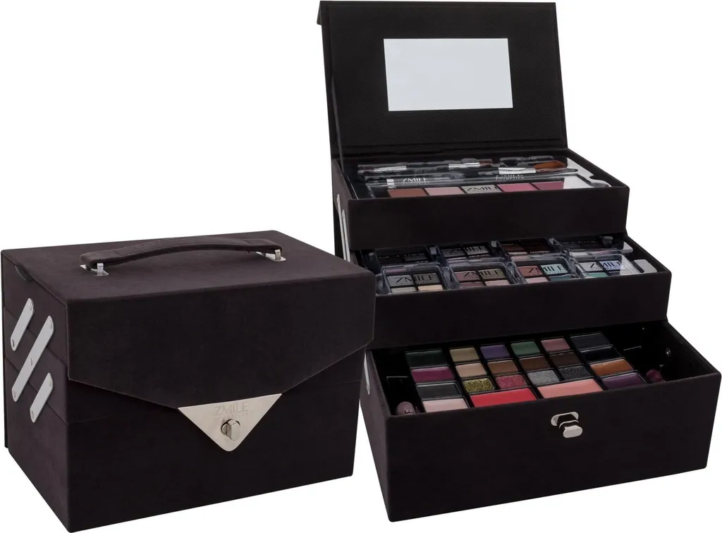 Valisette Maquillage Voyage Velours Gris - Idéal pour Tous vos Pinceaux