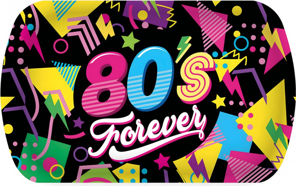 80's Forever Kunststoff Tablett für Mottopartys 24x39cm