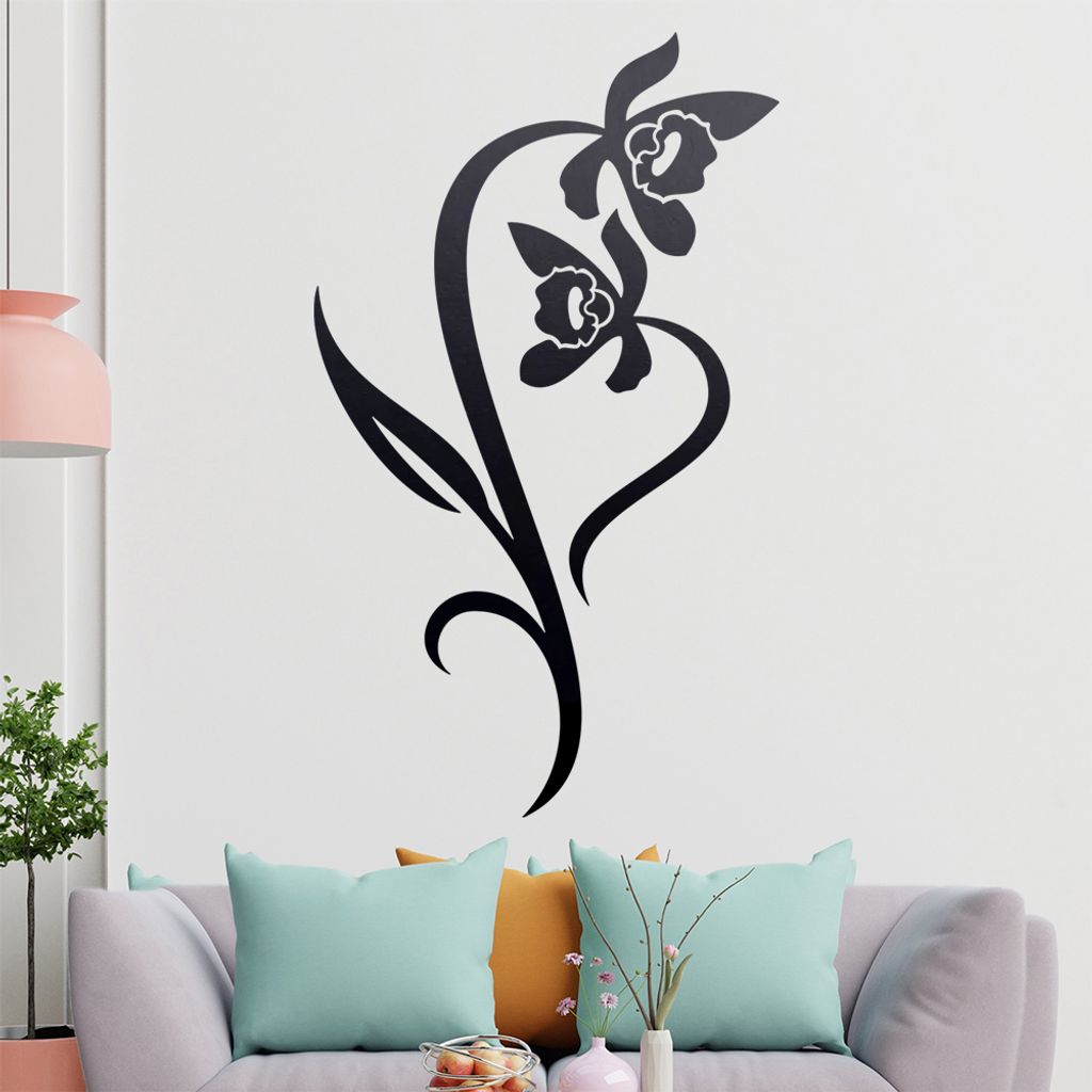 Narzisse - Linien Wandtattoo in 6 Größen - Wandaufkleber Wall Sticker - Dekoration, Küche, Wohnzimmer, Schlafzimmer, Badezimmer