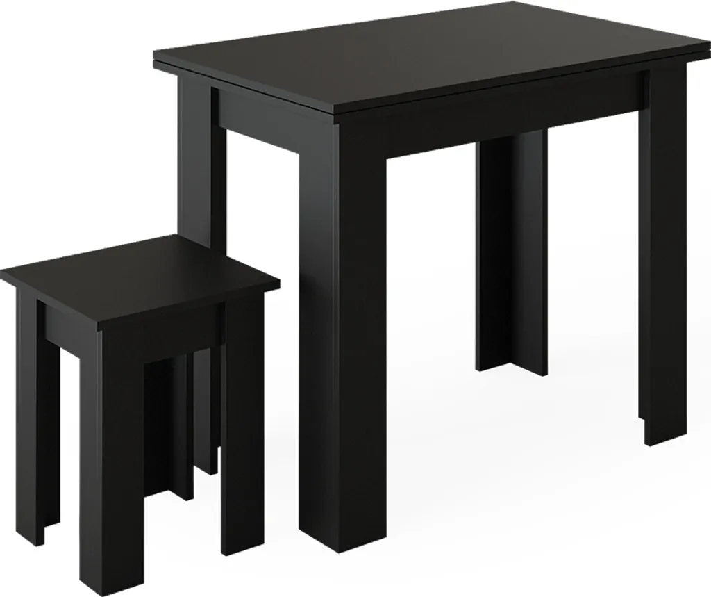 Petit ensemble table haute et tabouret noir 90x60cm - Vicco Roman (40235)