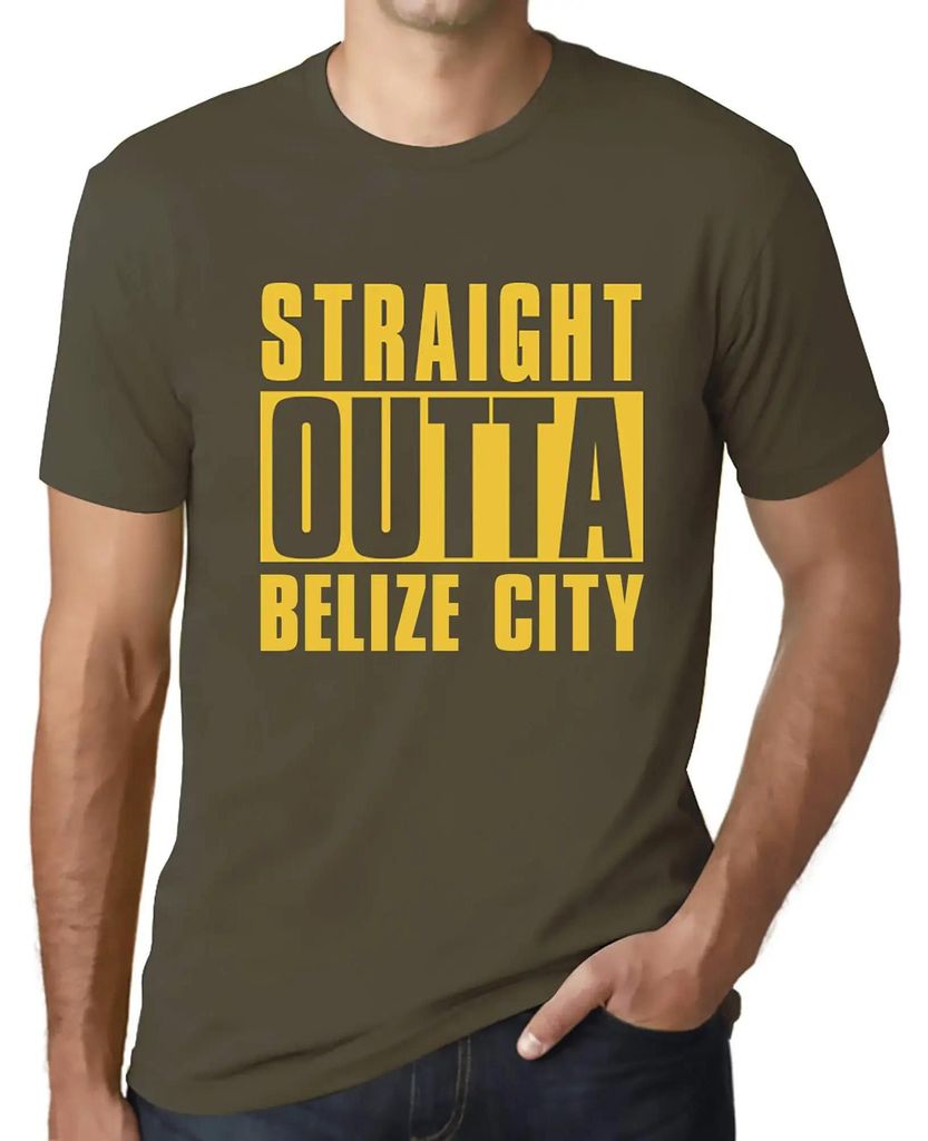 Herren Grafik T-Shirt Direkt aus Belize City – Straight Outta Belize City – Öko-Verantwortlich Vintage Jahrgang Kurzarm Lustige Druck Geburtstag