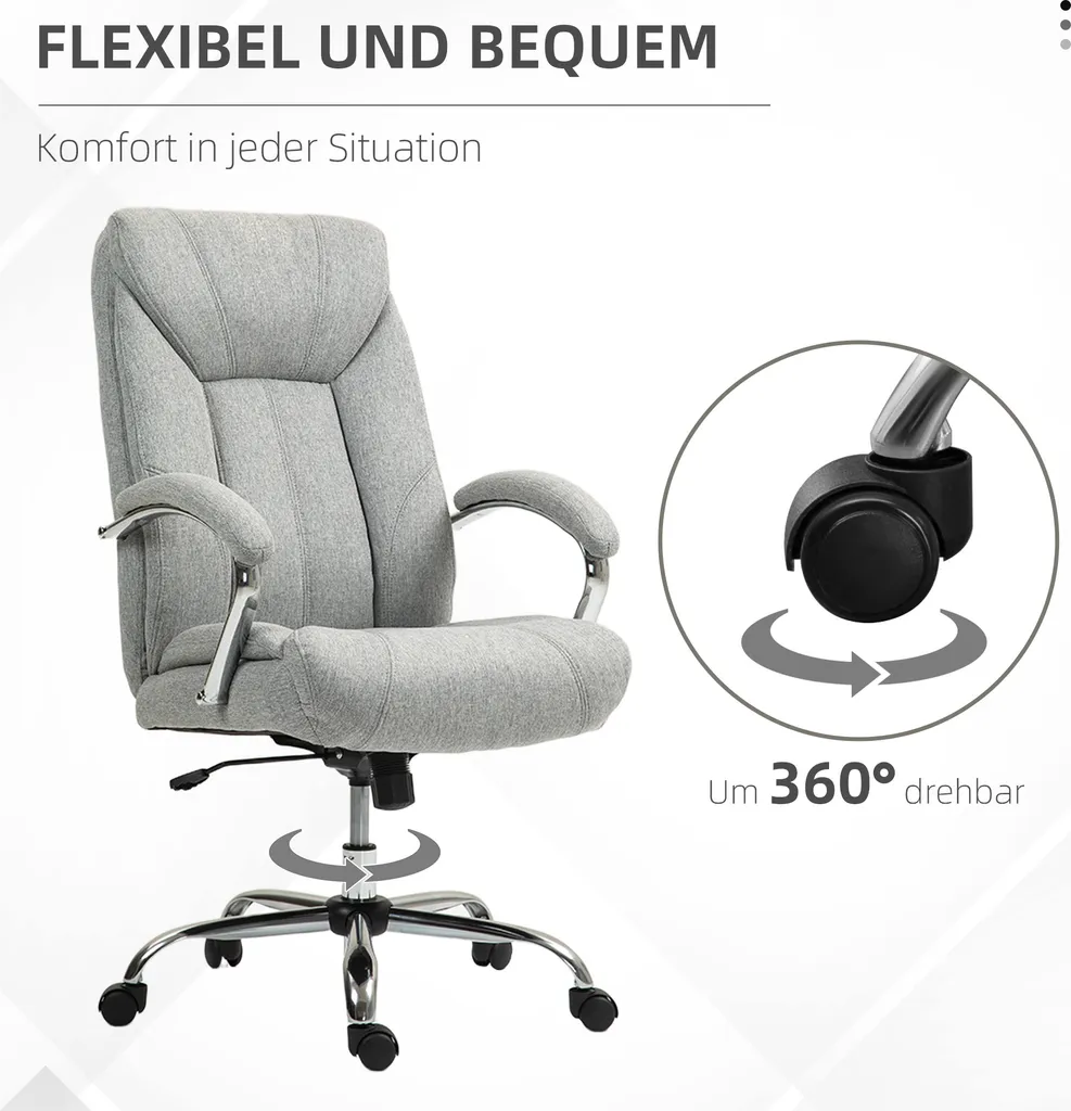 Vinsetto Sedia Da Ufficio Ergonomica In Rete - Braccioli Sollevabili, Schienale A Dondolo, Altezza Regolabile, Girevole 360°, Grigio, Portata 120 Kg - 5