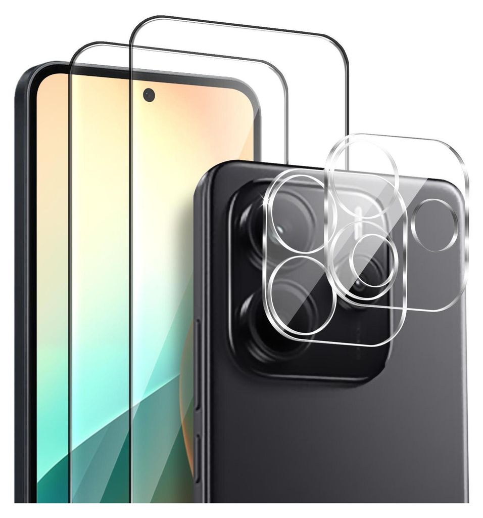 2x Display + Kamera Glas für Xiaomi Redmi Note 14 5G Panzerfolie Displayglas Kameraglas 9H Schutzglas