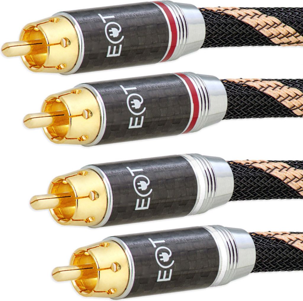 RCA Cinch Kabel Stecker auf RCA Cinch Stecker Audio Hifi Boxen Verstärker High End Vergoldet 20 AWG 3m