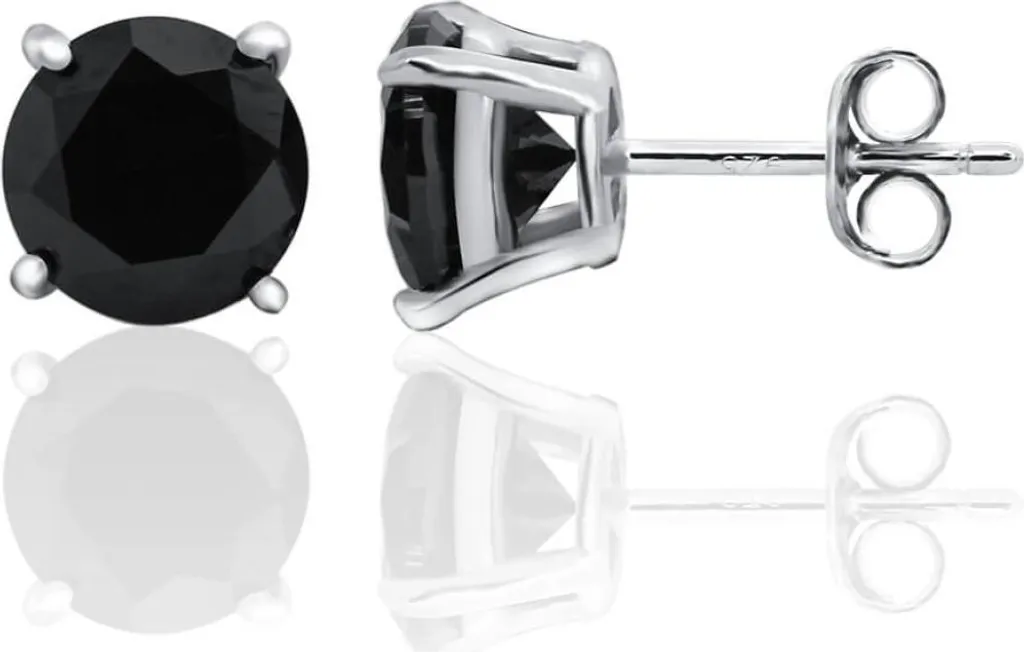 Boucles d'oreilles argent 925 et zircons noirs - Finition haute qualité