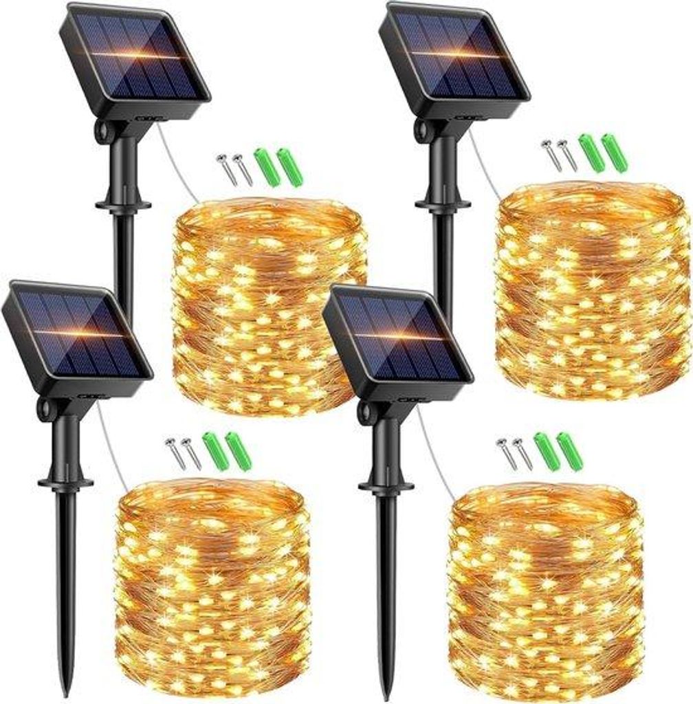 Weihnachtsdeko Lichtsnoer Solar 8 Modi IP65 Kupferdraht warmweiß