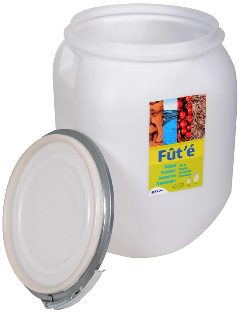 Fût de rangement EDA 50L blanc avec couvercle hermétique et robuste - 3
