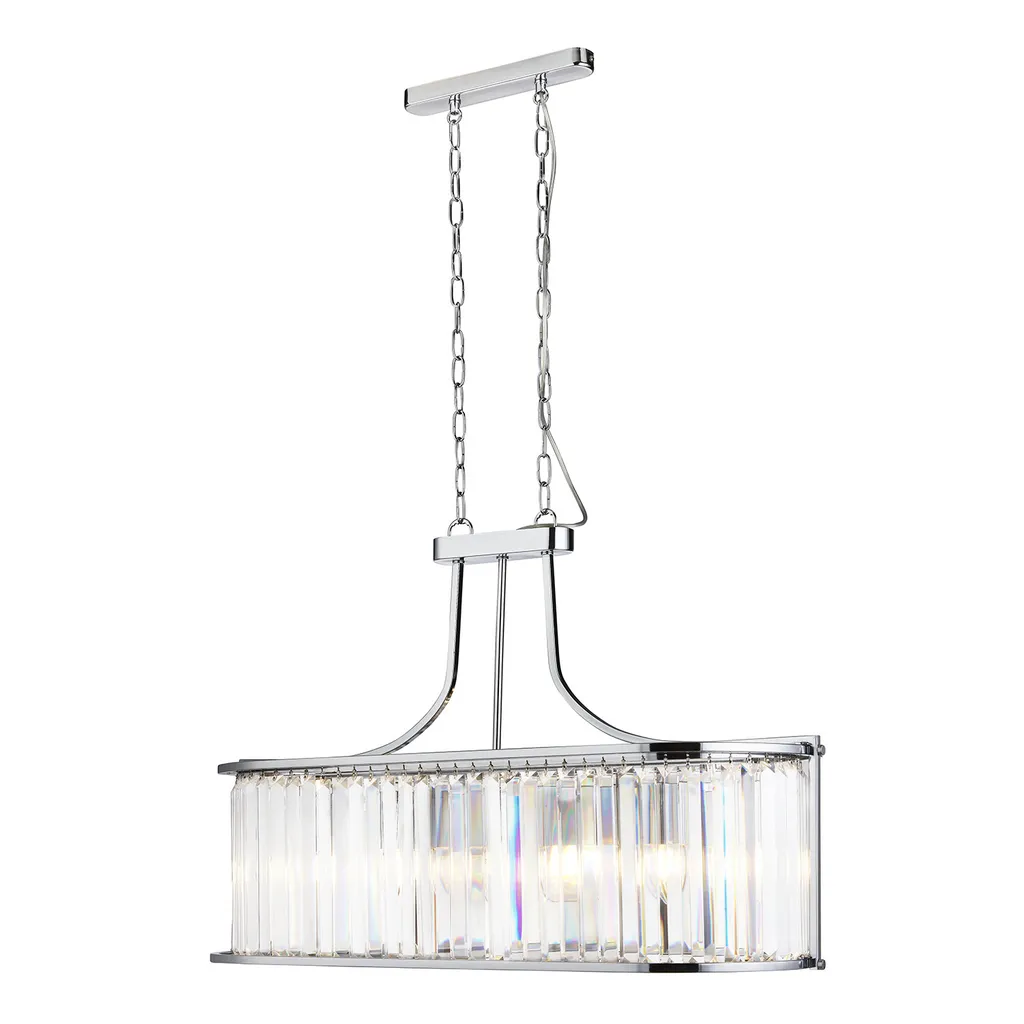 Suspension Victoria pour table à manger ovale 5 flammes chrome chic