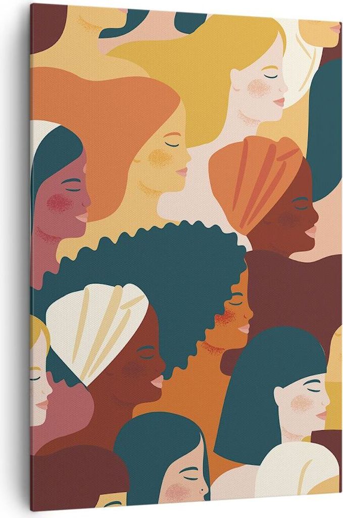 Bild auf Leinwand - Leinwandbild - Einteilig - Frauen Multikulturalismus Modern - 70x100cm - Wand Bild - Wandbilder - Leinwanddruck - Wanddekoratio...