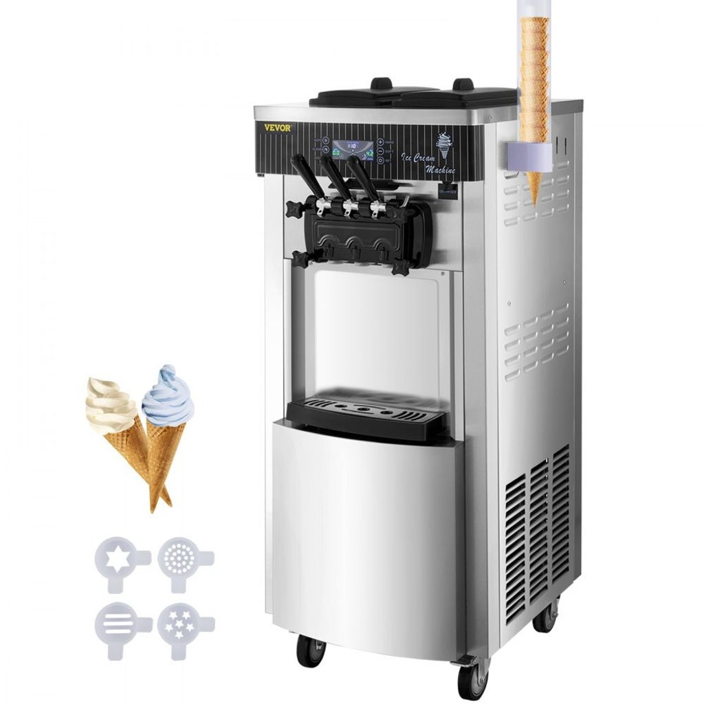 Speiseeisbereiter - Kommerzielle Softeismaschine - Ice Cream Maker 220V - Edelstahl Maschine mit Eikegel