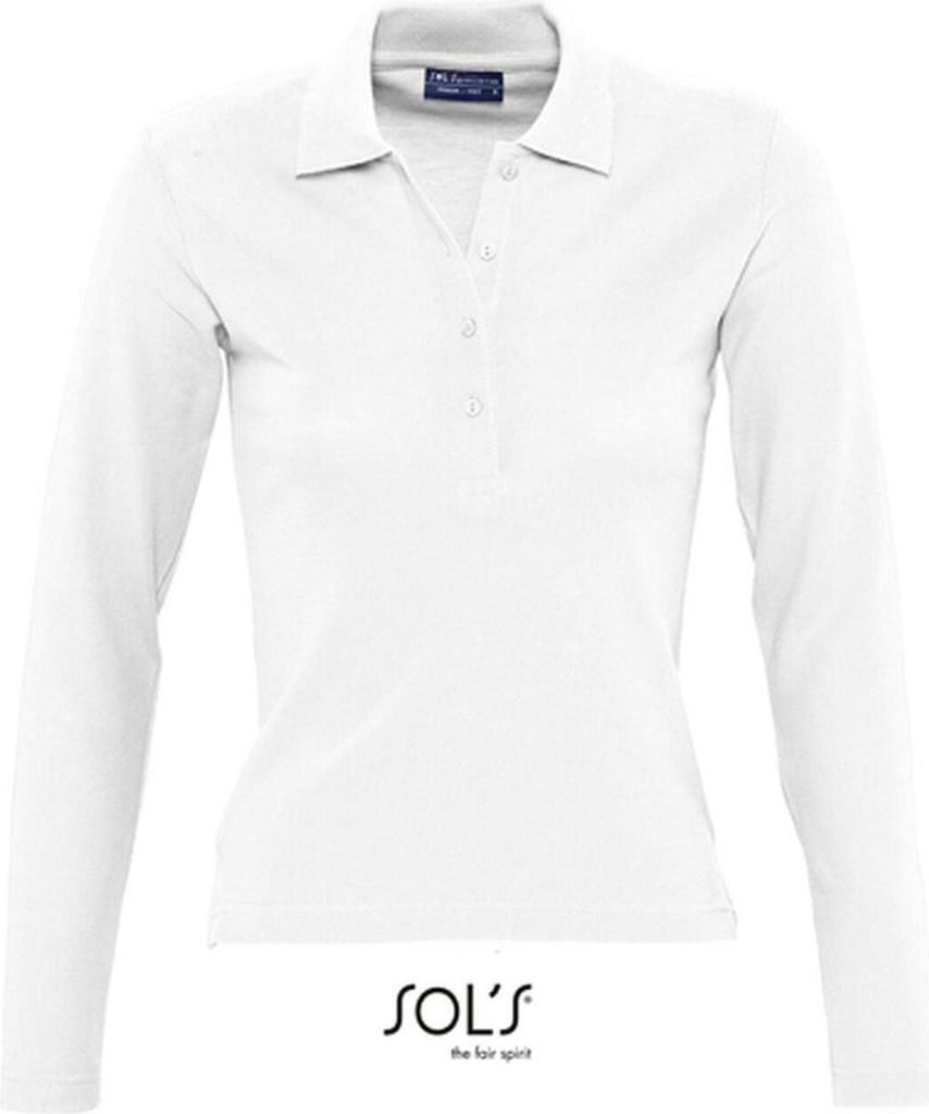 SOLs 11317 | Damen Longsleeve Poloshirt Podium / Vier Knöpfe - Farbe: White - Größe: M