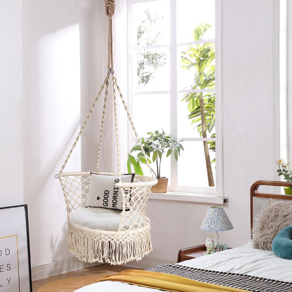 costway hängesessel hängestuhl hängeschaukel 160 kg belastbar für garten  schlaf- und wohnzimmer