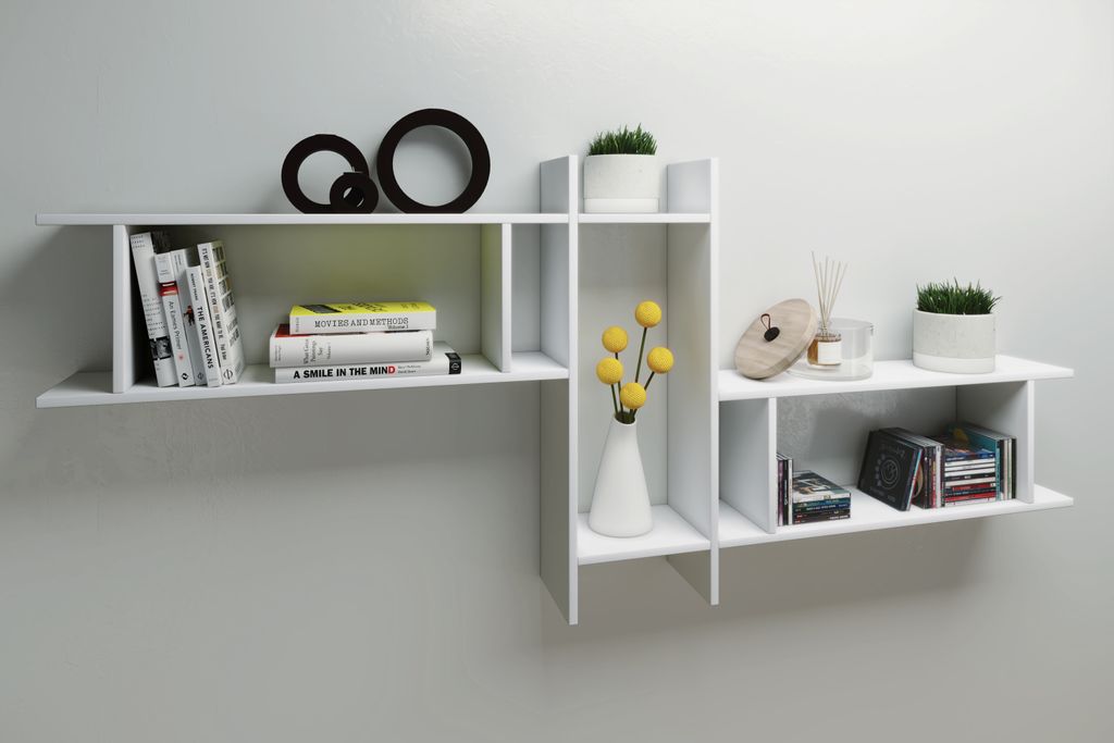 VCM Holzregal hängend | platzsparendes Regal | Maße: H. 80 x B. 188 x T. 20 cm | Elegantes Regal hängend | Aufbewahrungsregal | Bücherregal | W...