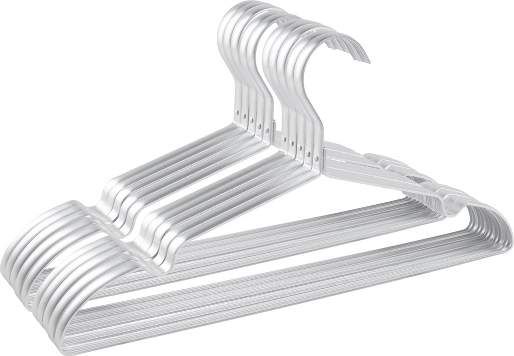 10x Parusia Kleiderbügel silber, 42cm breit, 1cm stark, Kleiderbügel Metall rostfrei, formstabil, zur platzsparenden Kleideraufbewahrung & Organi...