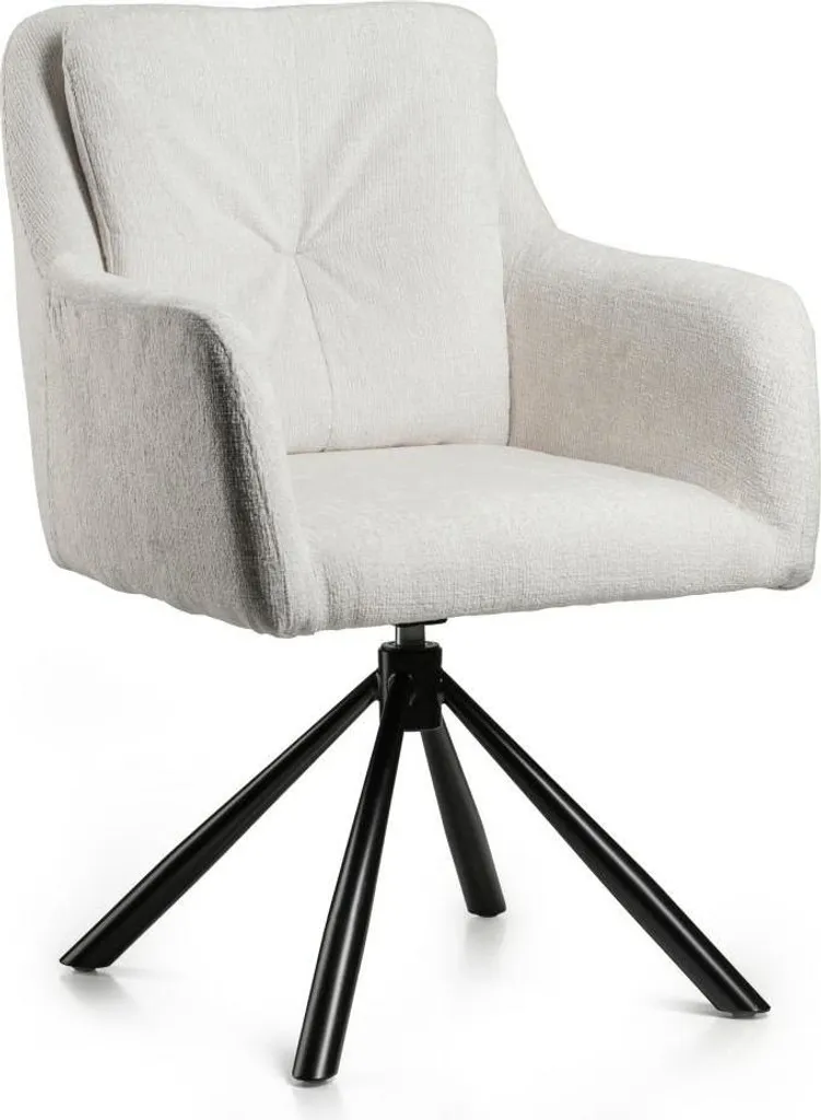 Chaise pour Table de Cuisine Pivotante Confortable en Tissu Beige