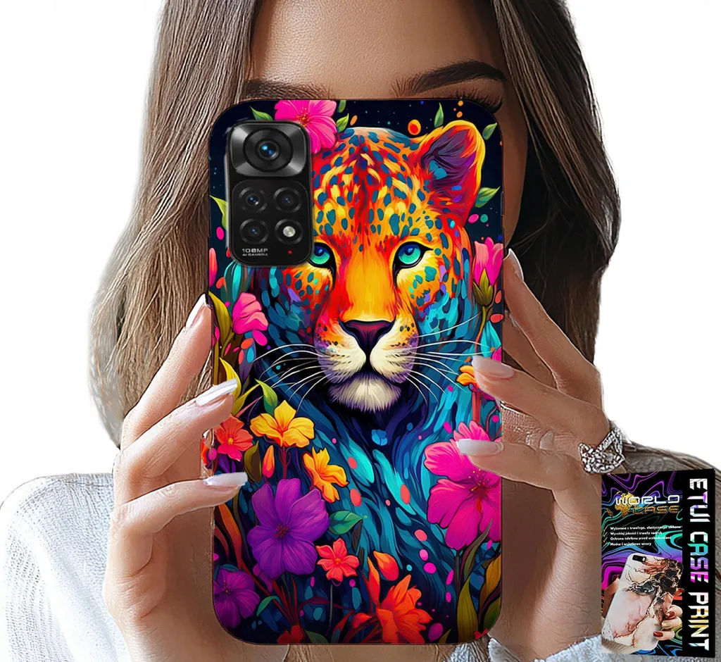 Custodia Per Xiaomi Note 11 Pro - Motivo Floreale Tigre Tigre + Lamina