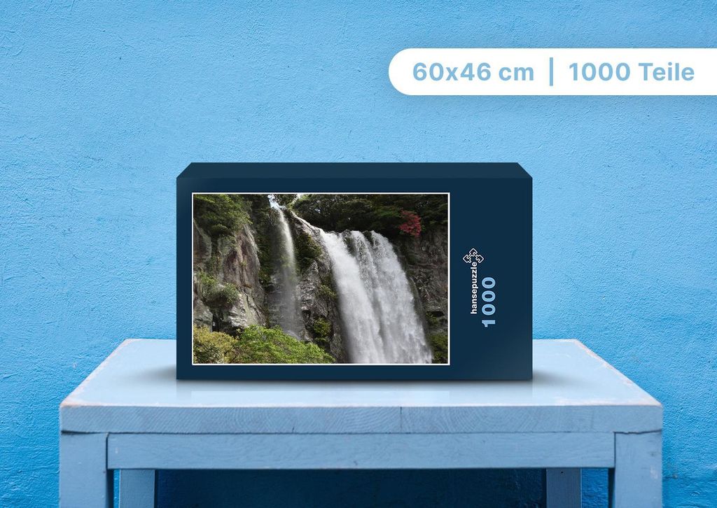 hansepuzzle 100781 - Wasserfall Puzzle, 1000 Teile, Natur, 60,0 x 46,0cm mit hochwertiger Aufbewahrung, Kartonbox und wiederverschließbarem Beutel