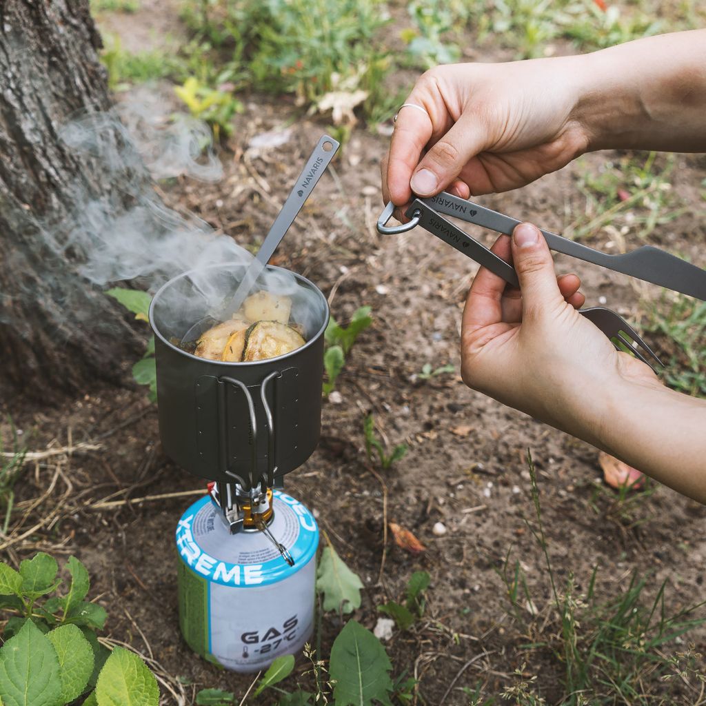Navaris Titan Camping Besteck 3tlg. - Outdoor Messer Gabel Produktbild