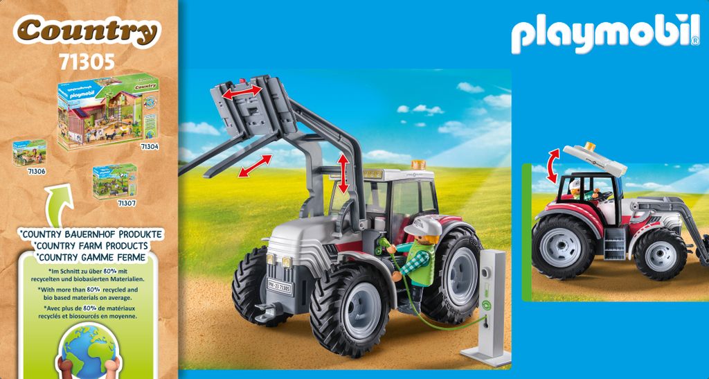 PLAYMOBIL 71305 &ndash; Trattore Agricolo Grande Con Accessori &ndash; Nuovo Di Zecca