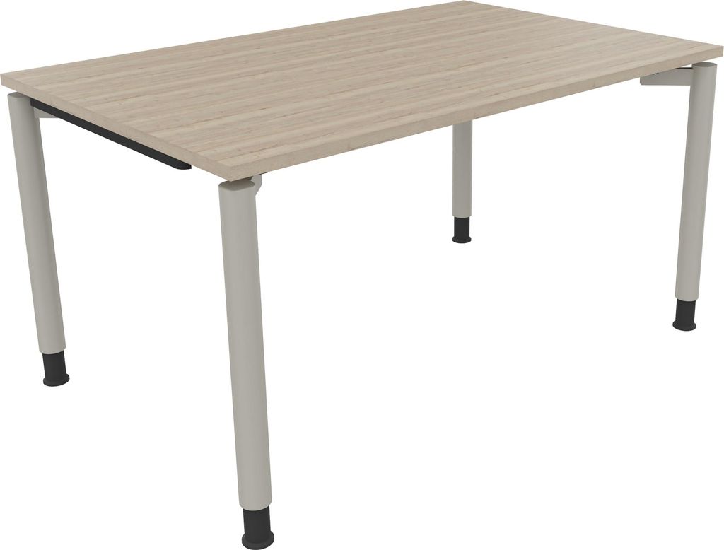 Schreibtisch Vierfuß Rundrohr B1400xT900xH680-820 si/Eiche Natur