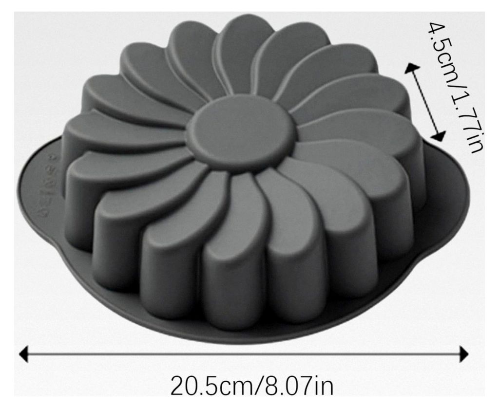 Silikon-Backform, rund, 20,5 x 4,5 cm, Sonnenblumen-Design, wiederverwendbare Kuchenform für Küche und Desserts