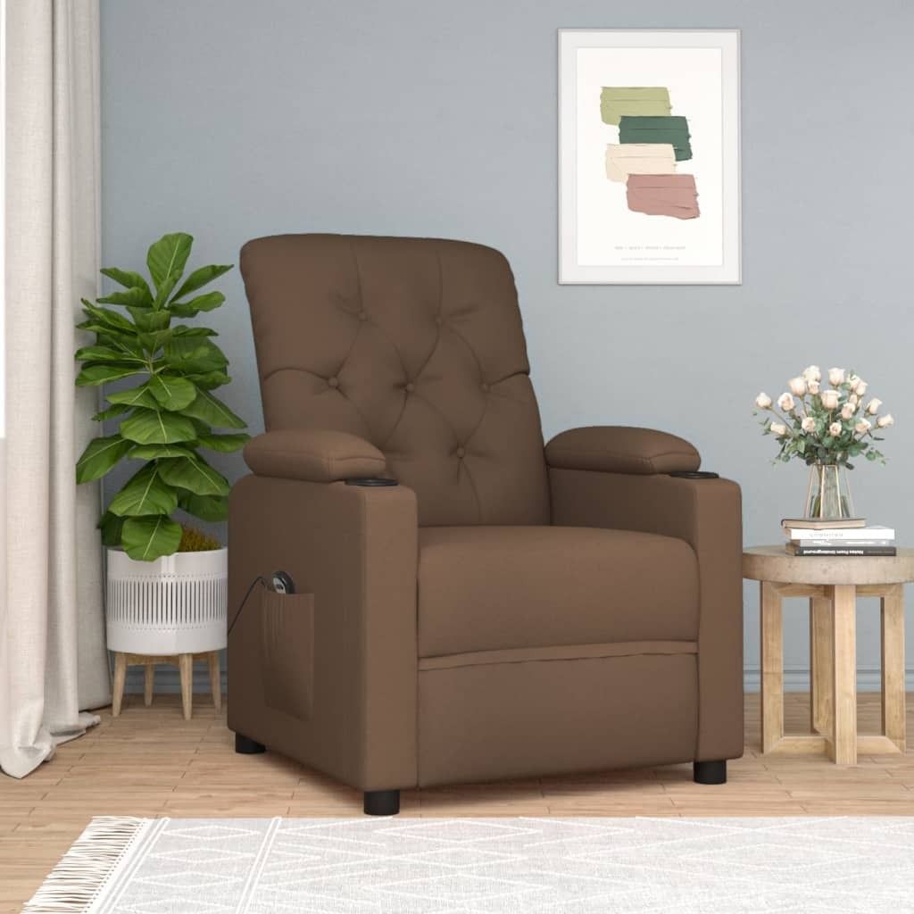 "2025"Moderne Relaxsessel Elektrisch Braun Stoff - Fernsehsessel Relaxsessel Neu574712